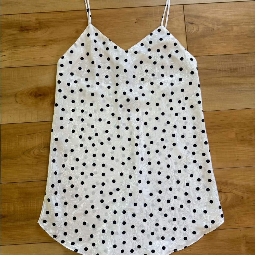 Chic Polka Dot Slip Dress - navy and White